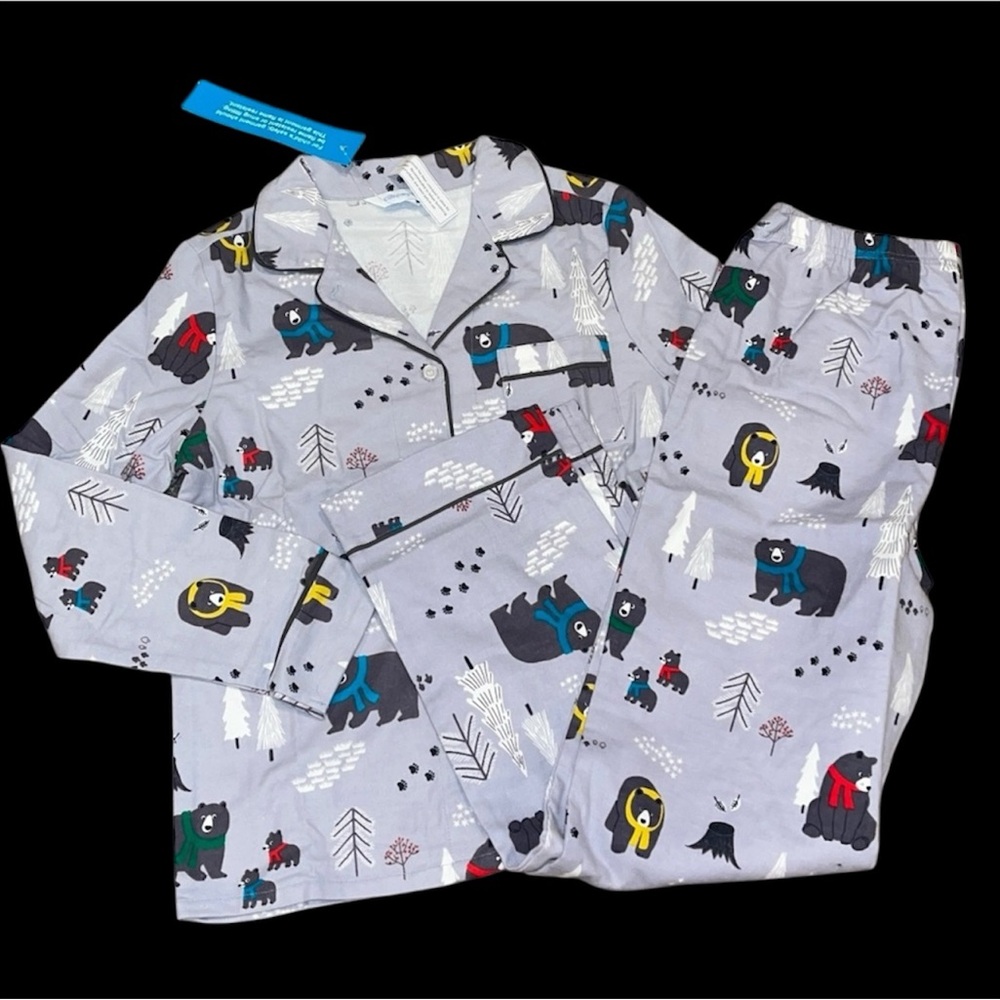 NEW! The Company Store 2 Piece Flannel Christmas Pajamas PJs Holiday Bears 12